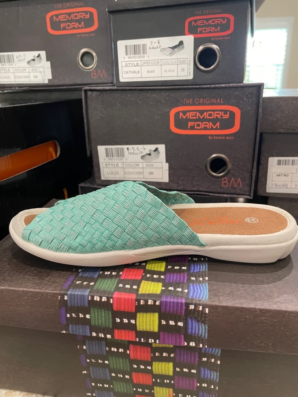 bernie mev. Mint Green Woven Slide Mule Bon Bon K UK 33